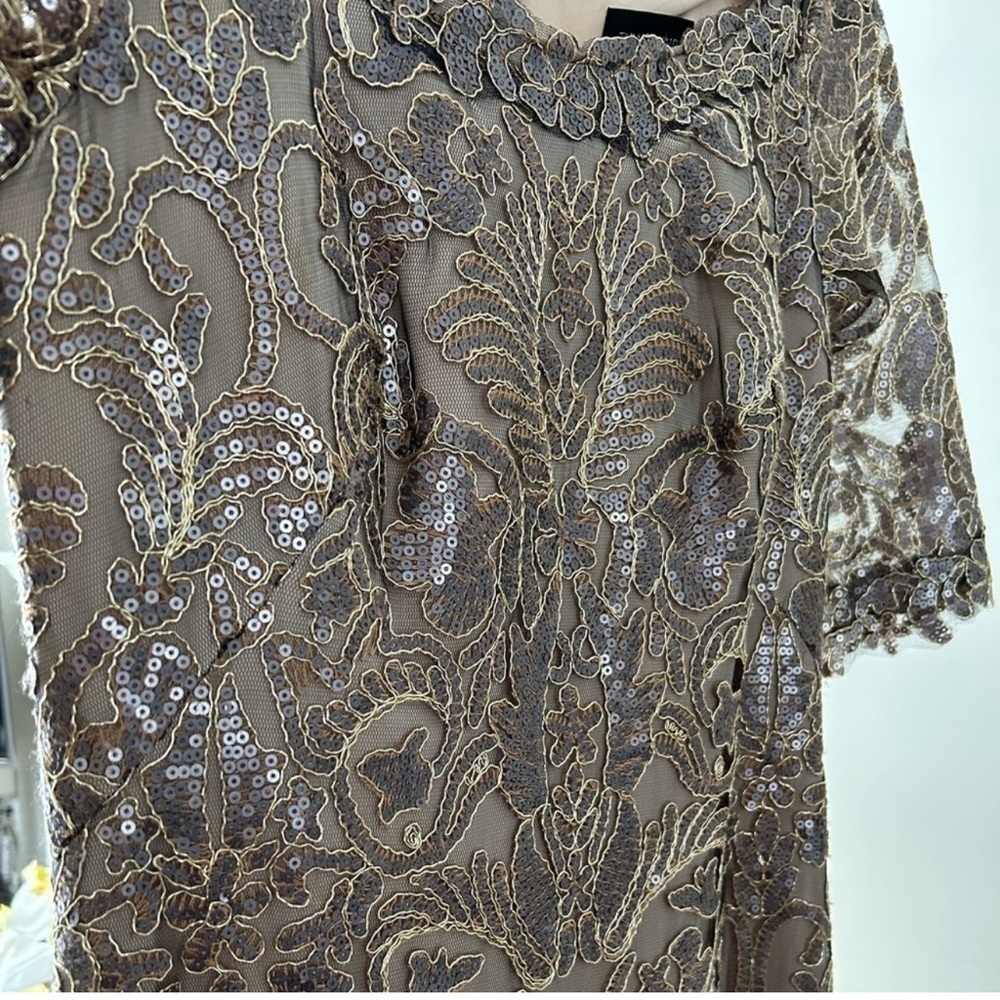 Tadashi Shoji Jemison Sequin Embroidered Gown, Size 8. - Picture 10 of 14